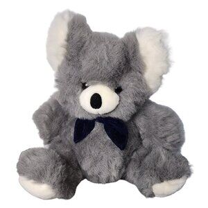 Vintage TB Trading Company Teddy Bear Fuzzy Plush Stuffed Animal Grey Velvet Bow